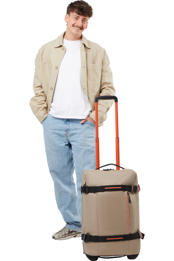 American Tourister Urban Track Duffle with Wheels Coated S  Beige/Orange American Tourister Urban Track Duffle with Wheels Coated S  Beige/Orange