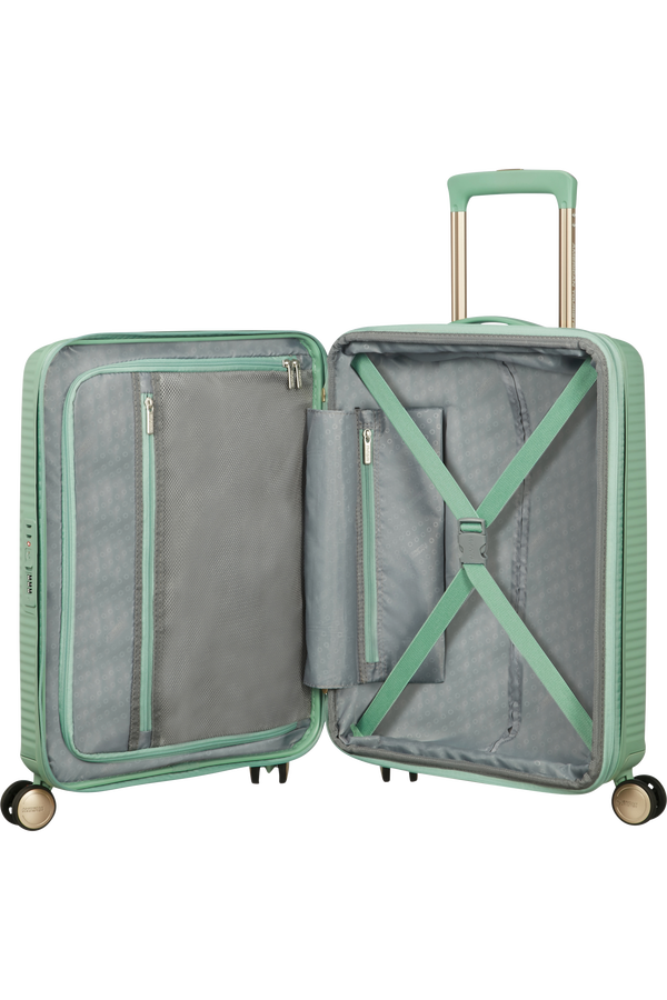 American Tourister Soundbox Spinner TSA Expandable 55cm  Almond Green/Gold American Tourister Soundbox Spinner TSA Expandable 55cm  Almond Green/Gold