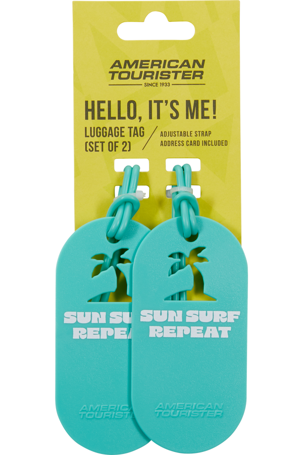 Fun Tags Kuffertm&aelig;rke &ndash; S&aelig;t med 2 stk | American Tourister American Tourist. Ta Luggage Tag X2 Fun  Sun Surf Repeat